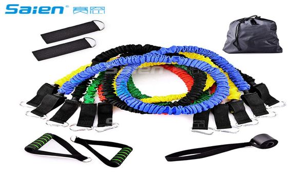 

resistance bands set 11 pieces include 5 stackable exercise bands with door anchor ankle straps foam handles and carrying bag6876242