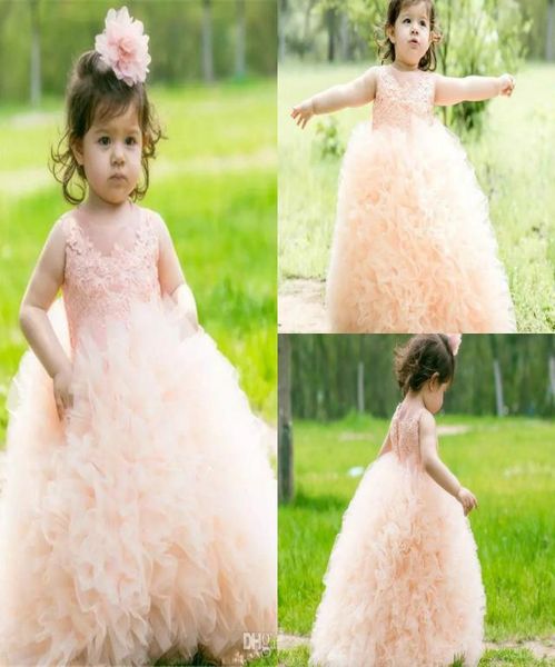 

little flower girl dresses for wedding ruffle applique floor length small girls pageant dress birthday party wear first communion 8008543, White;blue