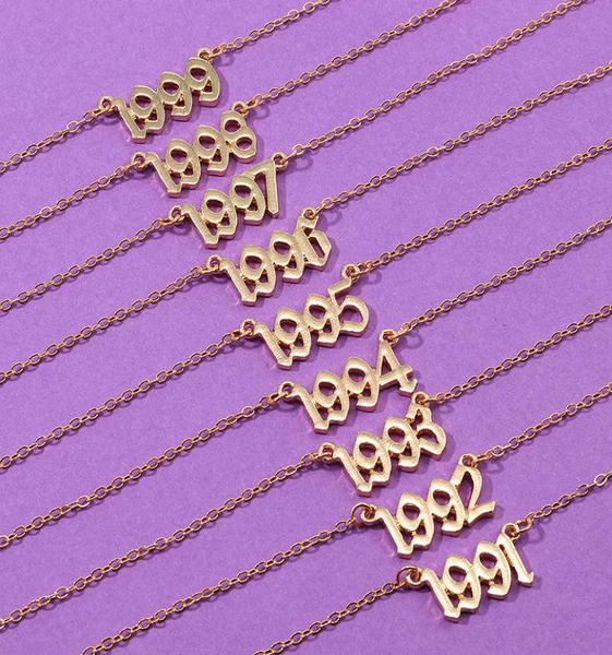 

19912005 date necklace birth year pendant necklace chain jewelry men women choker birthday gifts bijoux5057610, Silver