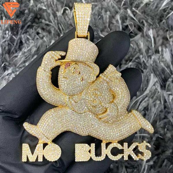 

custom hip hop jewelry moissanite ice out diamonds custom pendants thug and cartoon shapes, Silver