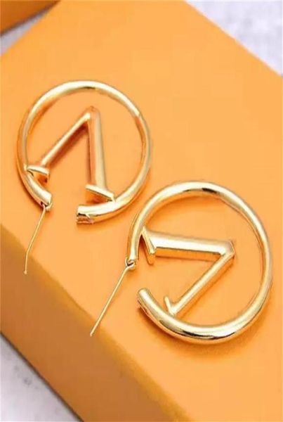 

letter v designer women ear ring fashion gold earring for womens jewelry classic letter hoop earrings party wedding lady gift25807851438, Golden;silver