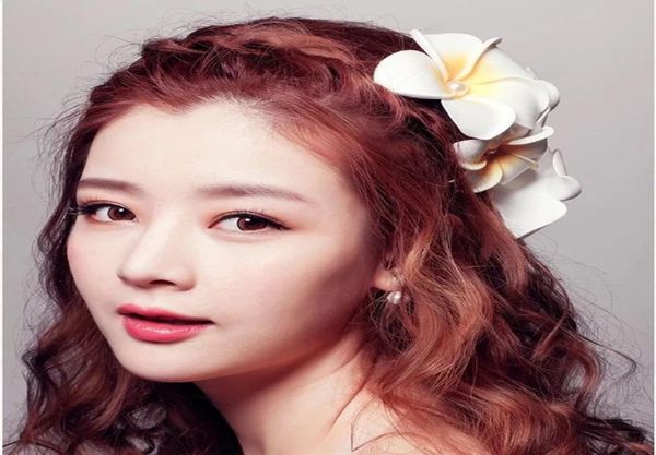 

50pcslot plumeria hawaiian pe foam frangipani artificial flower headdress flowers egg flowers wedding decoration party supplies9549191, Slivery;white