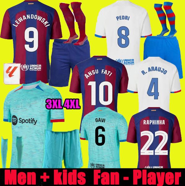 

3xl 4xl 23 24 lewandowski soccer jersey gavi camiseta de futbol pedri ferran 2023 2024 fc ansu fati raphinha football shirt men kids barcelo, Black;yellow