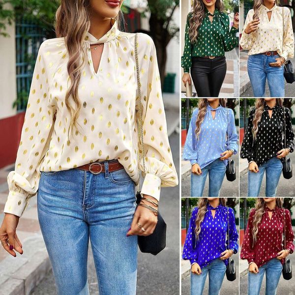 

long sleeve blouse womens autumn blouses winter commuter top, White