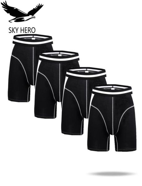 

4pcslot men underwear long boxers male panties boxershort calzoncillos mens underpants man boxer hommes modal hombre brand cx20084494209, Black;white
