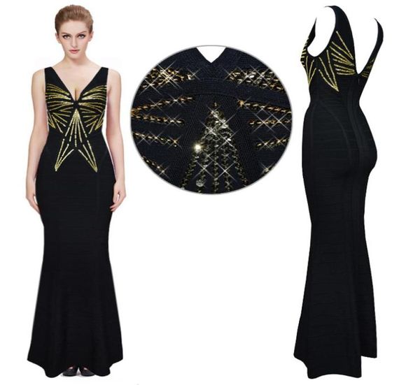 

2021 new arrivals fashion designer hl vneck mermaid prom dresses lace appliqued beaded evening gown elegant long formal part6617957, Black