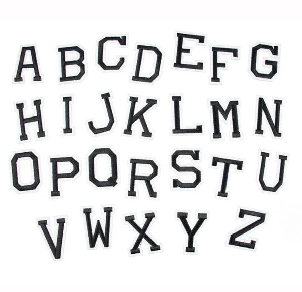 

az embroidered letter patches set alphabet 26 pcs sticker custom your name iron on applique patches for clothing jacket decoratio4171447, Black