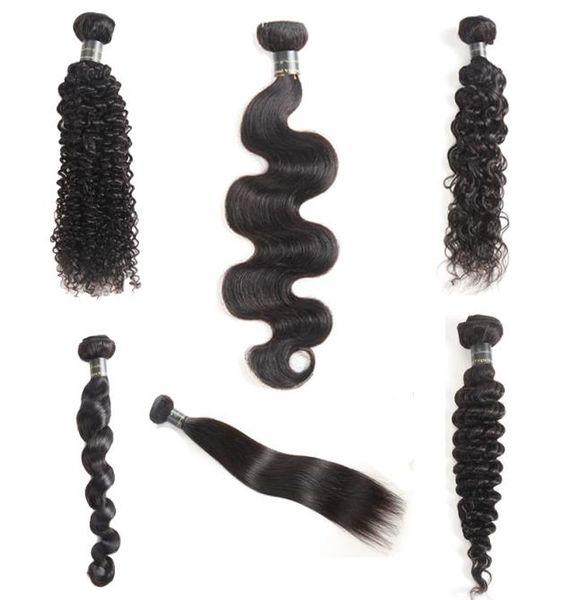 

peruvian malaysian indian brazilian virgin human hair bundles unprocessed curly loose deep wave water body wave straight hair exte5368936, Black