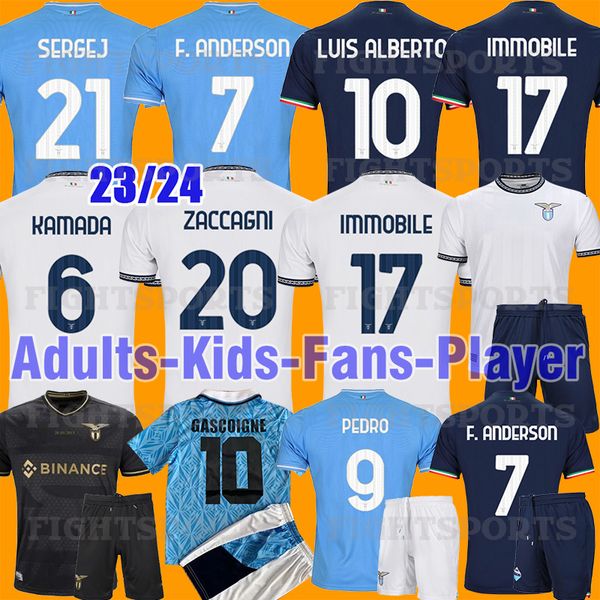 

23 24 lazio soccer jerseys sergej 2023 2024 laz anniversary football shirt 10th pedro luis alberto immobile men kids kits maglia da calcio, Black;yellow
