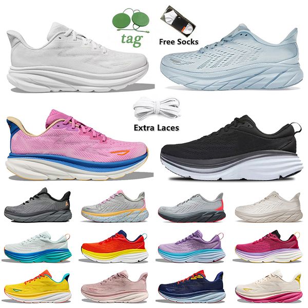 

hoka clifton 9 bondi 8 running shoes athletic sports hokas shoes womens mens triple white black cyclamen sweet lilac people on trainers clou