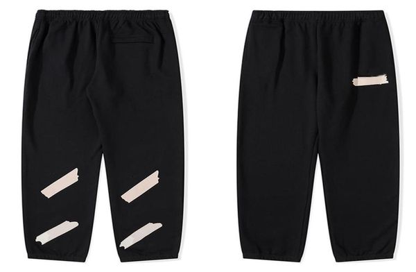 

autumn winter mens pants fashion off brand loose casual plus velvet thickening ow trousers same style for men women white sweatpan5311790, Black