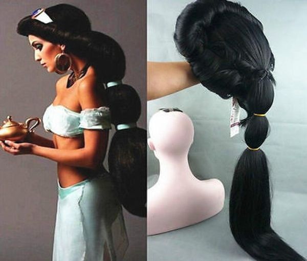 

date anime aladdin jasmine princess long black anime wig cosplay wigs8358152