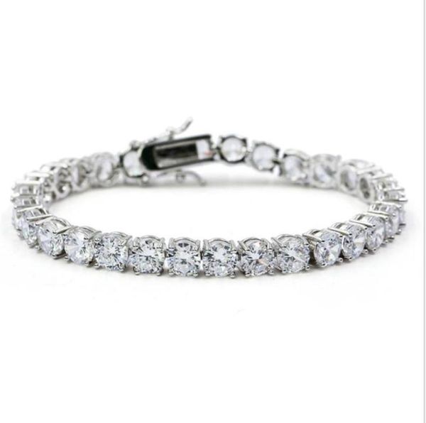 

luxury grade quality 18k gold plated tennis bracelets fashion men women 6mm zircon hip hop bracelets jewelry6857326, Golden;silver