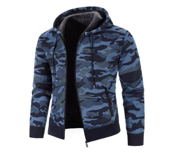 

men039s sweaters men hooded jackets sweatercoat thicker warm camouflage cardigan male winter casual cardigans slim fit hoodies 1363253, White;black