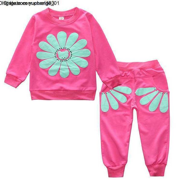 

autumn baby girl clothes set t shirt pants outfits flower print newborn infant clothing sets, White