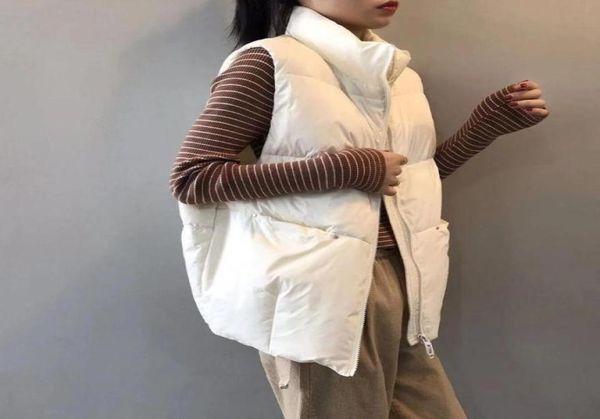 

women039s vests warm down cotton coat vest feminine short 2021 korean loose and light waistcoat women9966721, Black;white