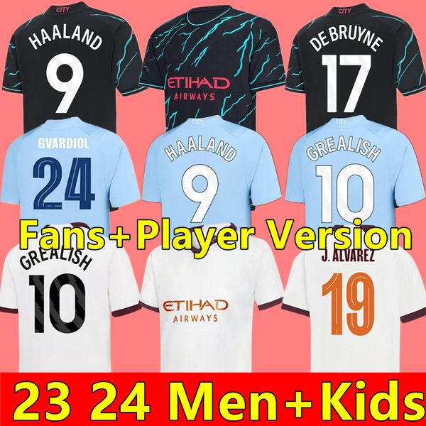 

fans player version erling haaland soccer jerseys 22 23 24 de bruyne mans cities grealish mahrez foden ferran 2023 2024 football shirt unifo, Black;yellow