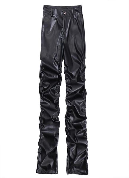 

black mens high street straight casual pencil faux leather pants5824107