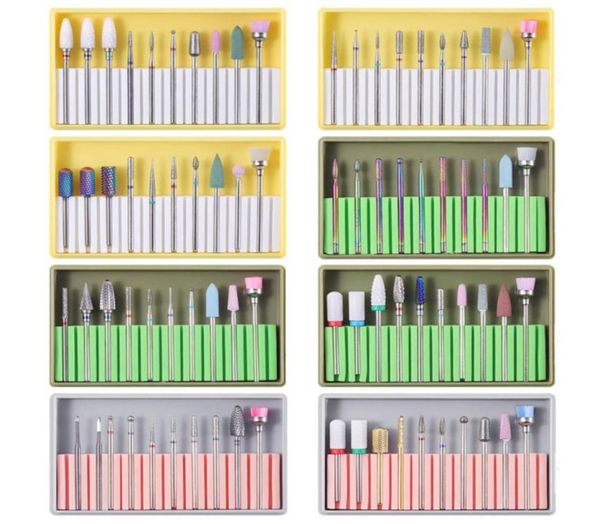 

10pcs nail drill bits set ceramic diamond tungsten carbide milling cutters electric manicure file salon machine bit pedicure nails4106220