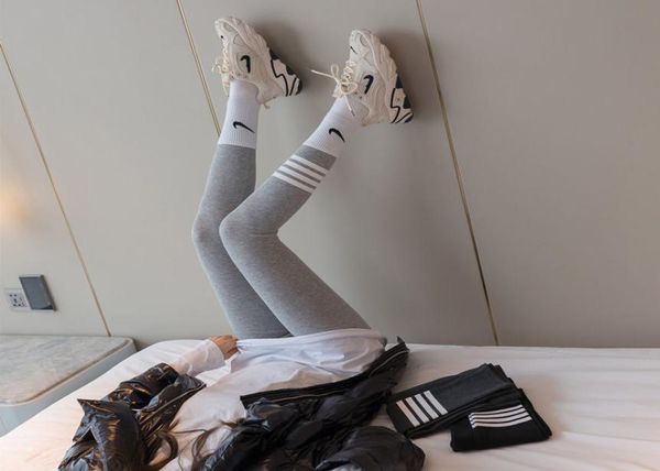 

2021 new grey thread tb leggings women039s spring and autumn thin cotton tight elastic slim fit sports casual pants3379468, Black