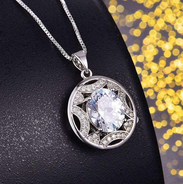 

hbp fashion luxury classic round pendant super flash anti drilling hollow diamond necklace 2021 new style257o8805807, Silver
