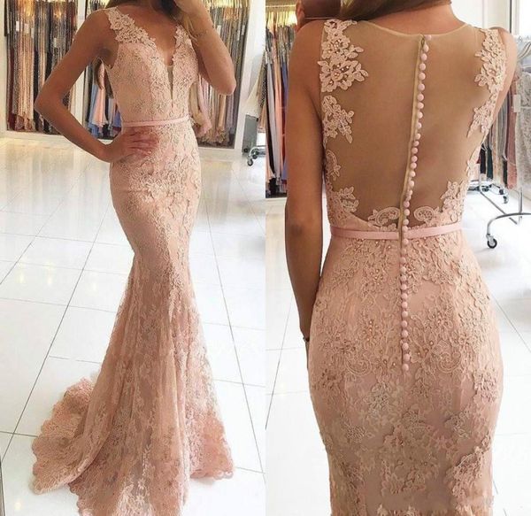 

perfect vneck mermaid evening dresses illusion sheer lace applique vestidos de festa party dress prom formal pageant celebrity go6433771, Black;red
