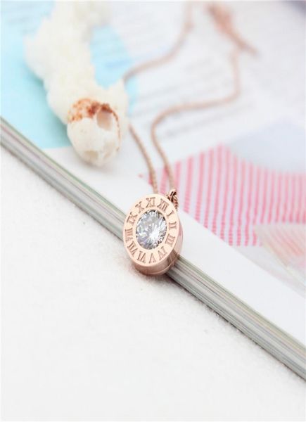 

316l titanium steel women elegant necklace design pendant with diamond roman number brand jewelery for women and girls ps50369620493, Silver