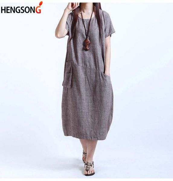 

6xl chinese style women039s dress female ladies oversize dress plus size women oneck loose linen with pockets ay9066353688266, White;black