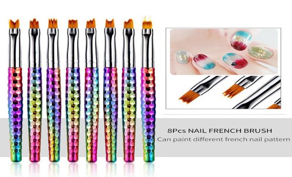 

nail art mermaid brush gradient french moon shading pen painting drawing tips acrylic gel uv polish design manicure tools1300676, Yellow