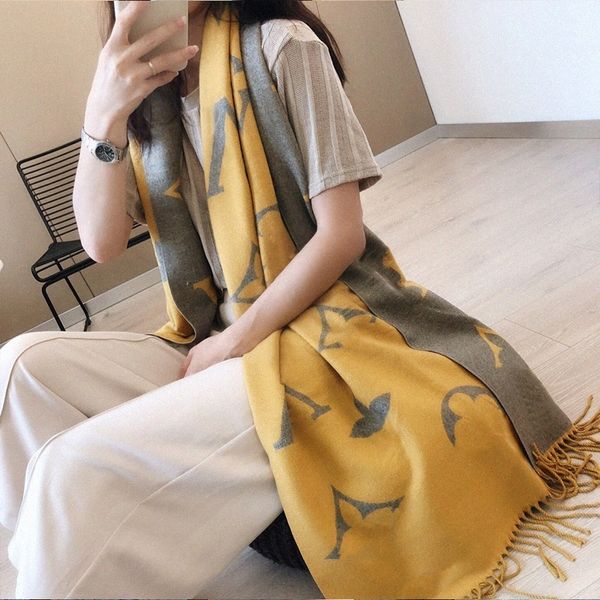 

scarf autumn mens designer winter cashmere scarf women knitted double ring femme sided scarves grey red homme shawl scarf clothing of2z#, Blue;gray