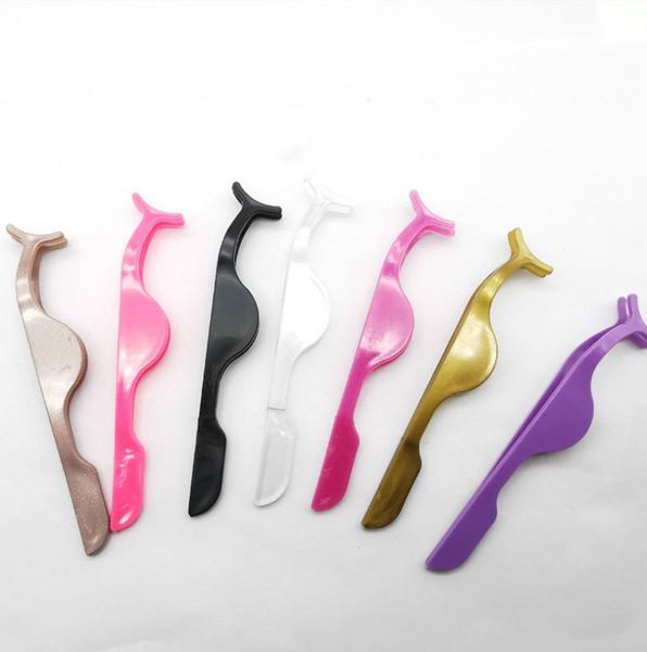 

10 colors multifunction eyelash curler eyelash clips tweezers plastic false eyelashes eye lash clip beauty makeup tool 100 pcs9260656