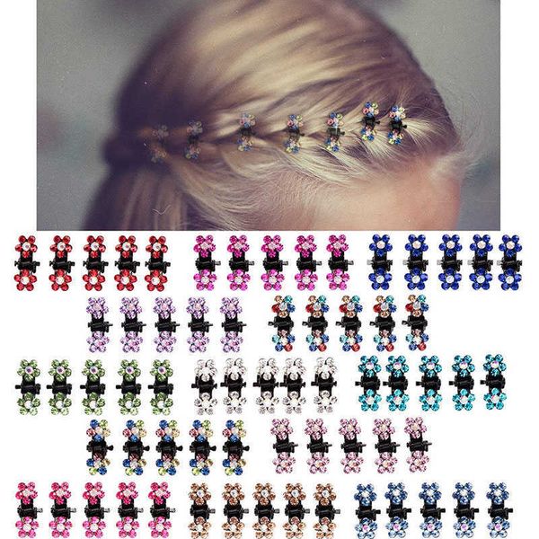 

12pcs/set colorful flowers mini no-slip metal hair claws hair accessories for girls hair clips hairpins, Slivery;white