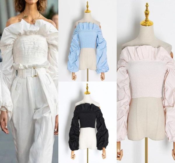 

stars with the same paragraph tube lantern sleeve shirt20039242437652, White