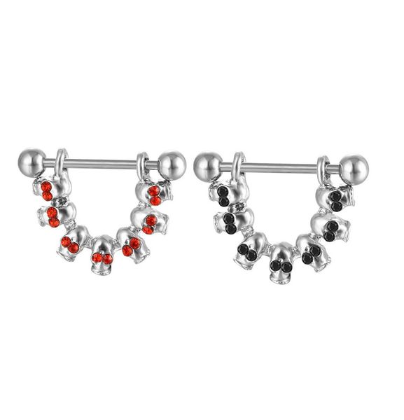 

d0652 skull style nipple ring mix colors01234567893221227, Silver