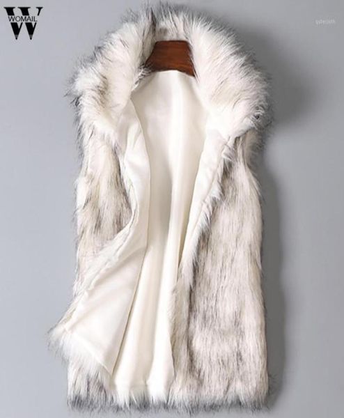 

women039s wool vest colored casual faux fur coat ladies faux fur vest stand collar coat jacket19850251, Black;white