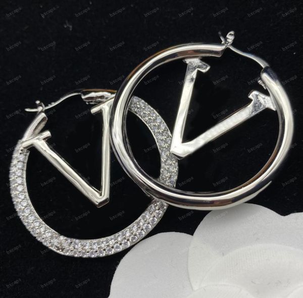 

big silver gold hoop earrings with box for women luxurys designers stud earrings fashion jewelry letters earring wedding gift nice7630680, Golden;silver