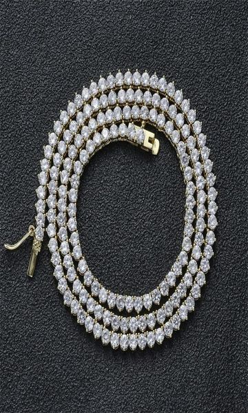 

m 16 18 20 22 brass setting cz 3 prong tennis chain necklace gold silver color iced out aaa cubic zirconia bc213 220222263i1042273