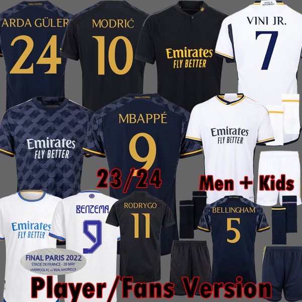 

vini jr jerseys 22 23 24 bellingham soccer real madrids benzema finals champions 14 football shirt player version modric rodrygo camiseta ki, Black;yellow
