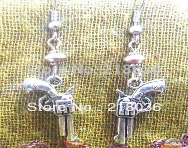 

whole fashion 50pair antique silver gun charms dangle earrings for women with gift box diy findings jewelry m29066651641