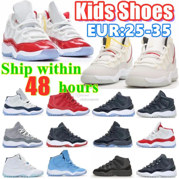 

cherry 11s kids shoes toddlers boys youth sneakers jumpman 11 basketball high kid designer shoe children cool grey legend blue bre'&#03, Black