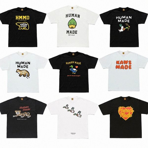 

human made t-shirt graphic tees men women summer slub cotton t shirt clothes harajuku streetwear tshirt hip hop gym clothing z2xn#, White;black