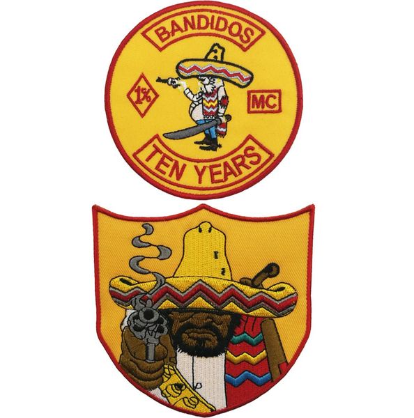 

prime bandidos ten years motorcycle biker club mc front clothes applique embroidered patch iron on badges1808489, Black