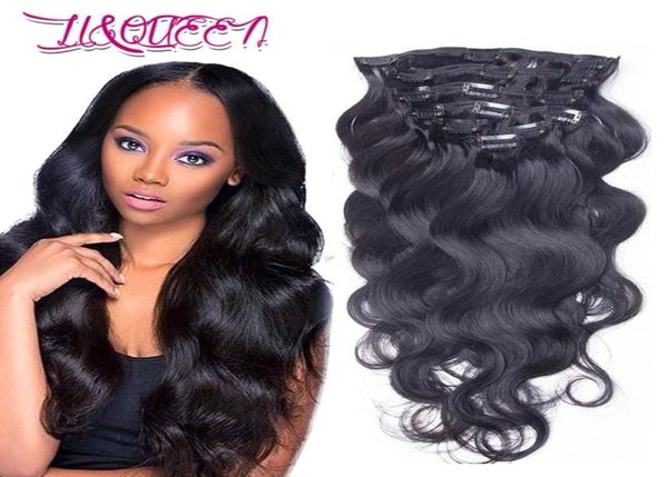 

brazilian virgin human hair clip in hair extension natural black body wave queen hair extensions unprocessed 1228 inches25462262663639, Black;brown