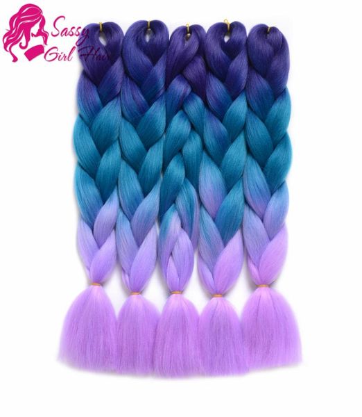 

ombre braiding hair jumbo braids hair synthetic box hair kanekalon for braids 5pcslot 100gpc 24 inch60cm purplelake bluelig9096654, Black