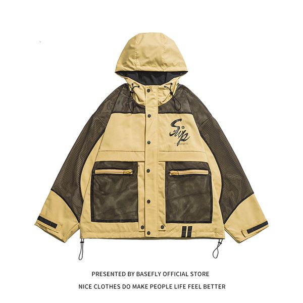 

mens jackets arrival autumn spring patchwork pockets men oversize windbreaker hoodied jacket women retro vintage coat chic 230809, Black;brown