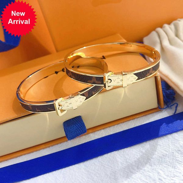 

new style bracelets women bangle designer letter jewelry faux leather 18k gold plated stainless steel womens wristband wedding gifts accesso, Black