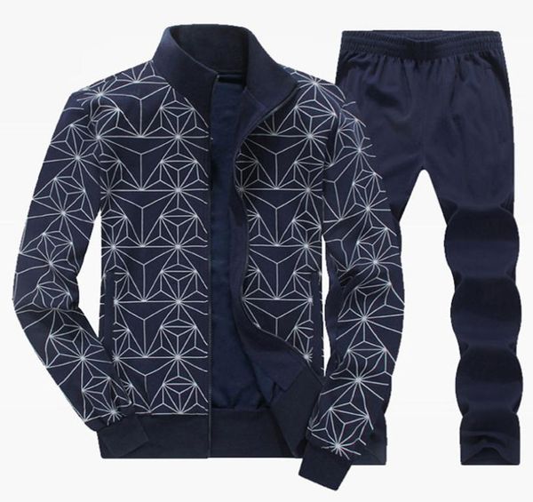 

men sport suit knitted tracksuits autumn winter big size 6xl 7xl 8xl warm printing design male fitness jogging running mens sets2754469, Gray