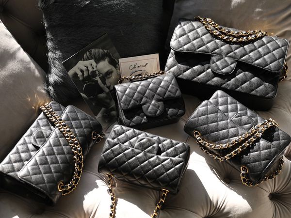 

10a crossby shoulder bag women's quality double flap bag designer 25cm real leather caviar lambskin classic all black purse quilted han