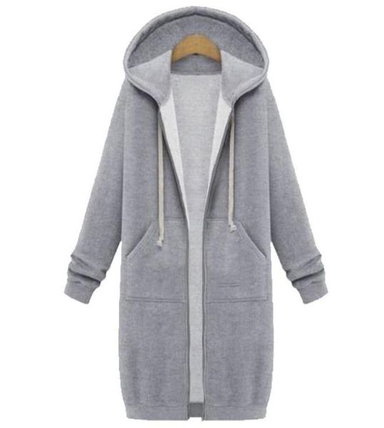

long hoodie women039s fallwinter oversized hoodie plus velvet sweatshirt hoodies zipper fashion coat double pocket street casu9873069, Black