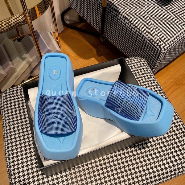 

women designer platform sandals taji slipper slide fashion high heels woman casual shoe square toe rubbe routdoor womans sandal beach, Black